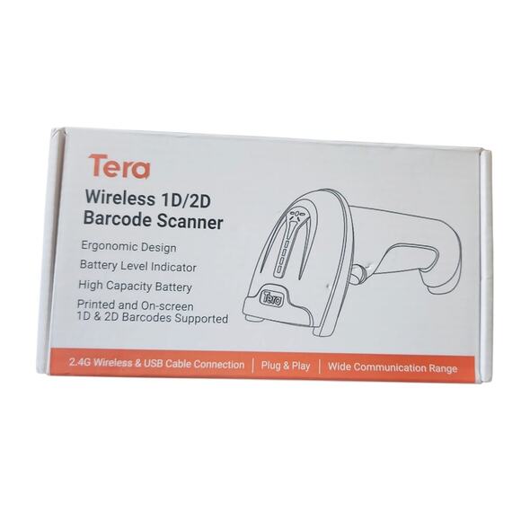 Tera Barcode Scanner Wireless 1D/2D QR Barcode Scanner HW0002 No Stand Open Box - Picture 7 of 8